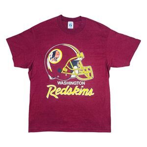 Vintage Logo 7 1990 Washington Redskins Single Stitch Crew Neck Tee - Size XL